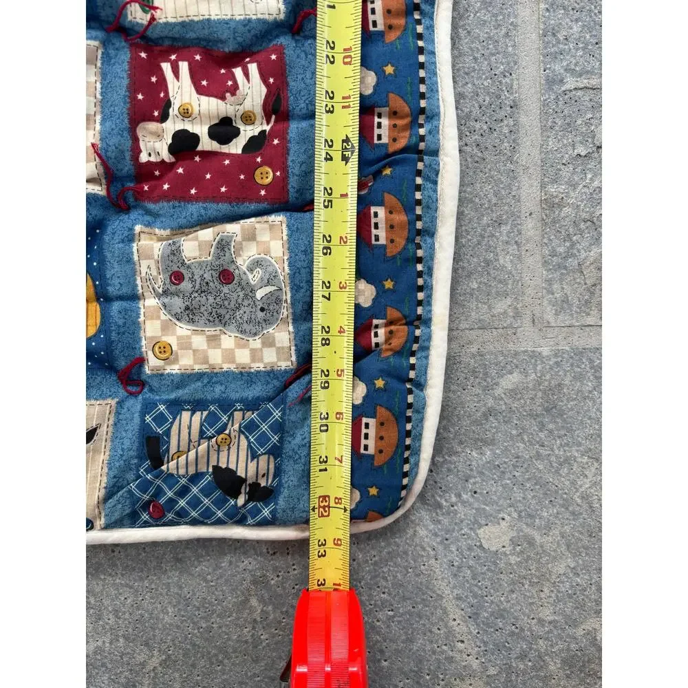 Vintage Baby Blanket Noah's Ark Farm Animals Patchwork Cot/Lap Quilt
